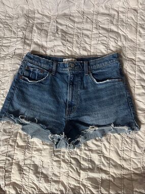 Abercrombie & Fitch Medium Blue Distressed Denim Shorts